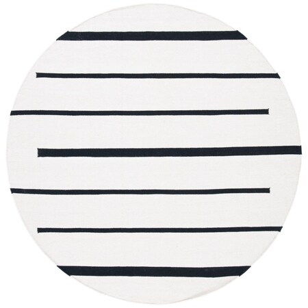 Flowers First 4 x 4 ft. Montauk Contemporary Round Hand Woven Rug; Ivory & Black FL1874425